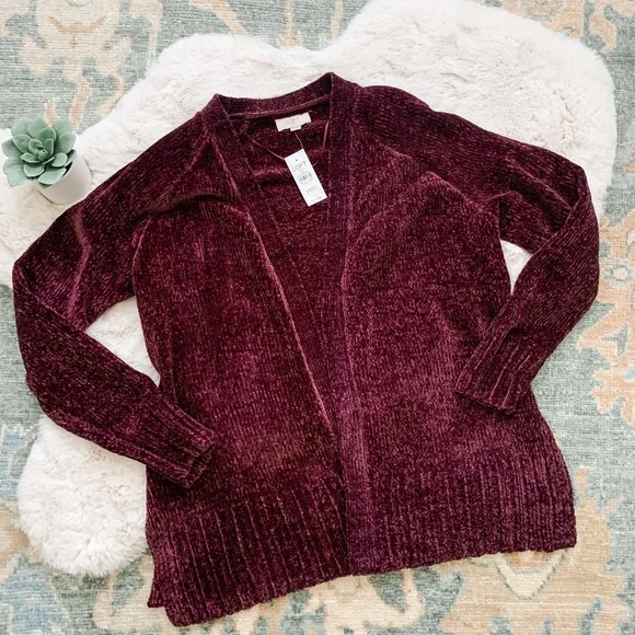 LOFT Sweaters Nwt Loft Outlet Chenille Open Front Cardigan